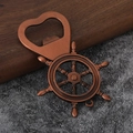 Nautical ship wheel bottle opener keychain in vintage bronze finish for gifting - Antique Red