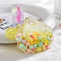 Shell-shaped acrylic oil keychain with macaron beads and golden stars glitter - Candy Bead Leather Rope Style (Lemon Yellow)