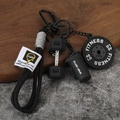 Porte-clés de fitness avec mini haltère, disque de poids et pendentif de gourde - Style Haltère / Emballage en vrac / Noir