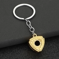 Porte-clés créatif en métal avec moteur rotatif pour homme, finition or et argent poli - Doré