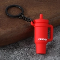 Miniature red water bottle keychain with black metal ring and Persist text detail - Yoga Tumbler-Red
