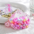 Pink acrylic shell keychain with floating beads and Pretty Good ribbon pendant - Candy Bead Leather Rope Style (Pink)