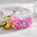 Pink gradient shell acrylic floating keychain with colorful beads and golden bell - Candy Bead Bell Style (Pink)