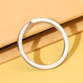 Polished silver metal keychain with white enamel inlay for men and women's car keys - Silver Band