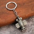 Porte-clés avion en argent vintage avec modèle d'avion 3D détaillé et anneau métallique - Étain antique