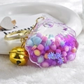 Purple shell acrylic liquid keychain with floating glitter and large gold bell - Candy Bead Bell Style (Purple)