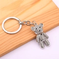 Squisito portachiavi a forma di orsetto in lega con strass bianchi e anello d'argento - Orsetto d'Argento con Strass Completo