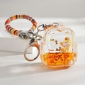 Cute bunny liquid acrylic backpack keychain with orange liquid and yellow charms - Braided Rope Lemon Yellow