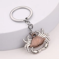 Antique bronze and silver metal crab keychain with realistic shell textures and link - Antique Red