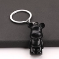 Cute black bear keychain charm for car keys and backpacks with silver metal ring - Black