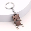 Retro industrial robot keychain with movable limbs in bronze and silver metal finish - Antique Red