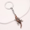 Creative metal crocodile keychain with bronze scale texture and silver accents - Antique Red