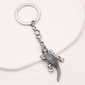 Creative alloy crocodile keychain with detailed scale texture for backpacks and car keys - Antique Pewter