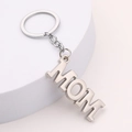 Portachiavi con lettere MOM in lega di zinco argento su piedistallo per regalo - MOM Argento Perlato