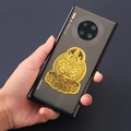 Adesivo metallico Buddha zodiacale dorato con design a rilievo per lo smartphone - Avalokitesvara - Zodiaco Topo