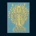 Detailed view of golden Avalokitesvara metal sticker with intricate hollow lines - Avalokitesvara - Rat Zodiac