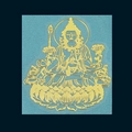Adesivo metallico dorato dettagliato con Bodhisattva buddista e motivo a fiori di loto - Manjushri - Zodiaco Coniglio
