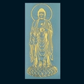 Detailed gold metal Buddha sticker with lotus base and spiritual symbols for phones - Amitabha - Dog and Pig Zodiac