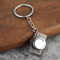 Vintage alloy camera keychain with antique bronze finish and silver lens details - Antique Red
