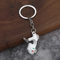 Creative white retro motor scooter keychain with Italian flag stripes and Roma detail - White
