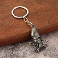 Portachiavi polpo in metallo retrò con finitura argento vintage e tentacoli - Peltro antico