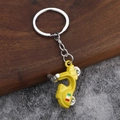 Yellow Roma scooter keychain with Italian flag stripes and silver metal keyring - Yellow