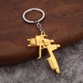 Creative gold zinc alloy submachine gun keychain pendant for men with realistic details - Matte Gold