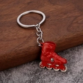 3D Miniatur Inlineskate Schlüsselanhänger in Rot mit silbernem Metallring und Details - Rot