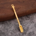 Mini cuillère portable en métal doré vintage avec manche gaufré pour poudres et accessoires - Doré