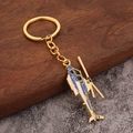 Kreativer Hubschrauber Schlüsselanhänger mit goldener Kette und blau-weißem Z11 Anhänger - Blau
