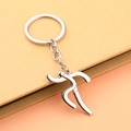 Portachiavi corridore in metallo argento lucido con silhouette dinamica e anello - Stile corsa - Argento