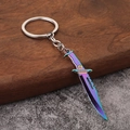 Détail d'un porte-clés couteau tactique en métal avec finition électroplaquée arc-en-ciel - Mini Couteau Tactique Arc-en-ciel (003)