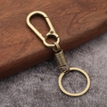 Vintage bronze spring-loaded metal keychain with heavy duty lobster clasp and ring - Bronze