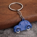 Dunkelblauer Metall-Schlüsselanhänger mit klassischem Käfer-Design und Silberring - Blau