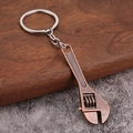 Mini vintage bronze metal wrench keychain with realistic adjustable industrial style details - Antique Red