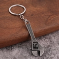 Miniature vintage silver alloy wrench keychain with movable parts and industrial design - Antique Pewter