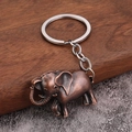 Portachiavi vintage a forma di elefante in bronzo con dettagli su base in legno - Rosso Antico