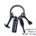 Father's Day keychain set with hammer, screwdriver, wrench and Grandpa ruler charm - Grandpa Black