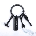 Matte black tool keychain for Dad featuring hammer wrench and Papa engraved ruler - Papa Black