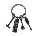 Father's Day black tool keychain set with hammer screwdriver wrench and Uncle engraving - Uncle Black