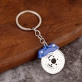 Portachiavi disco freno creativo con pinza blu e dettagli in metallo perforato - Blu