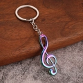 Portachiavi creativo in metallo a forma di chiave di violino con finitura arcobaleno - Iridescente