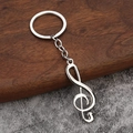 Portachiavi con nota musicale in metallo argento lucido a forma di chiave di violino - Argento