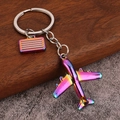 Iridescent creative airplane and suitcase model keychain with rainbow plating finish - Rainbow Iridescent