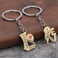 Romantisches Schlüsselanhänger-Set für Paare mit Herzanhängern und Forever Love Gravur - Antikes Bronze Paar