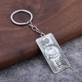Détail macro du porte-clés billet de dollar hip hop avec texture métal antique - Étain antique