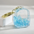 Porte-clés mini sac à dos bleu en acrylique avec paillettes et anneau doré - Fermoir Unique Lumineux Bleu