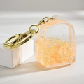 Porte-clés sac à dos en acrylique avec perles orange pailletées et fermoir doré - Fermoir Unique Lumineux Orange
