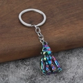Portachiavi gorilla creativo in metallo con finitura galvanica colorata e anello - Iridescente