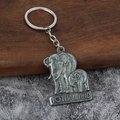 Detailed close-up of vintage zinc alloy elephant pendant with I Love Thailand relief - Antique Pewter